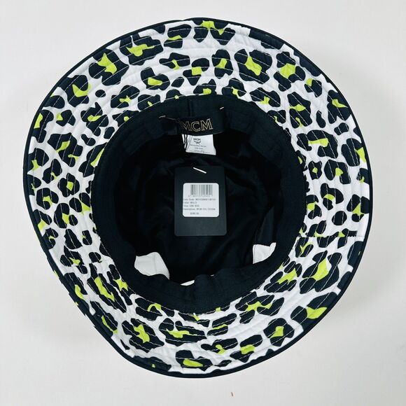 MCM Leopard Print Bucket Hat Multi Logo Embroidered Adjustable NWT $290 - Picture 13 of 16